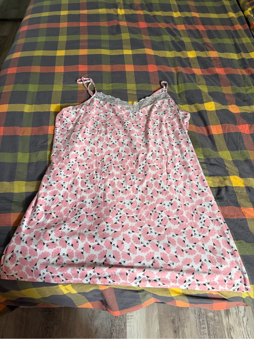 Plus Size 3X Joyspun Pink Floral Lace Detail Sleeveless Night Gown